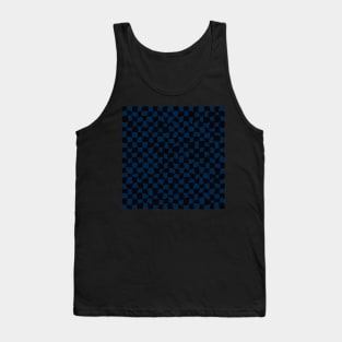 Warped Checkerboard, Black and Blue Tank Top